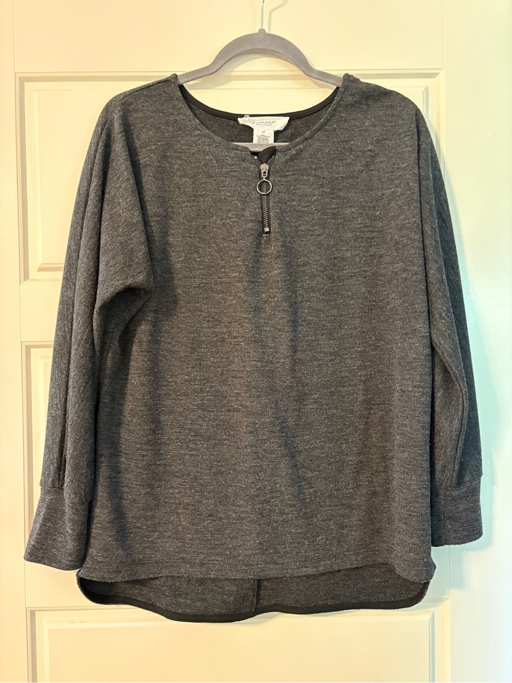 Workshop Republic Clothing Charcoal Zip-Neck Pullover Sweater